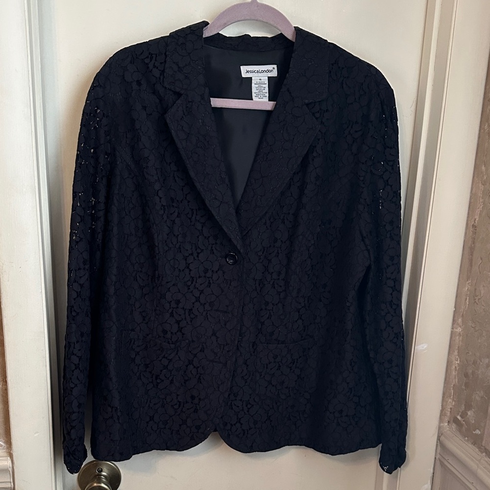 Jessica London Women's Black Lace Blazer